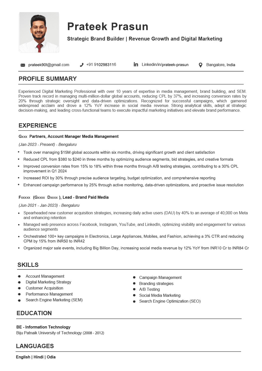 Blaze - A bold and impactful resume template designed for professionals