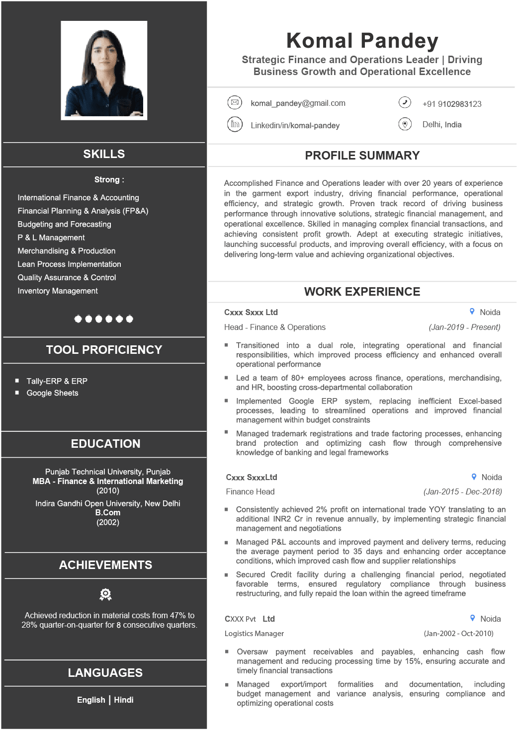Classic - A timeless, structured resume template ideal for corporate careers
