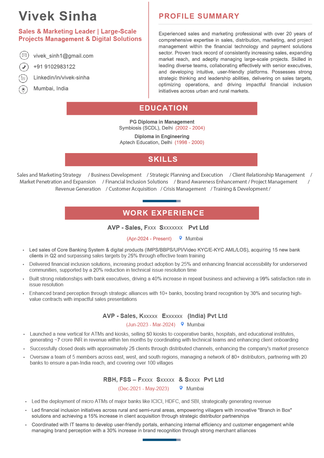 Jade - A refined and polished resume template designed for executives and senior leaders