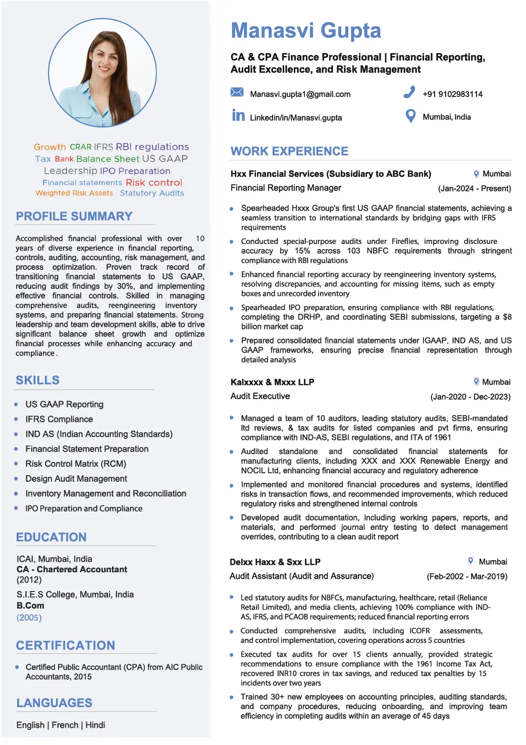Classic Finance Professional Resume Template – Clean, Structured, and ATS-Optimized