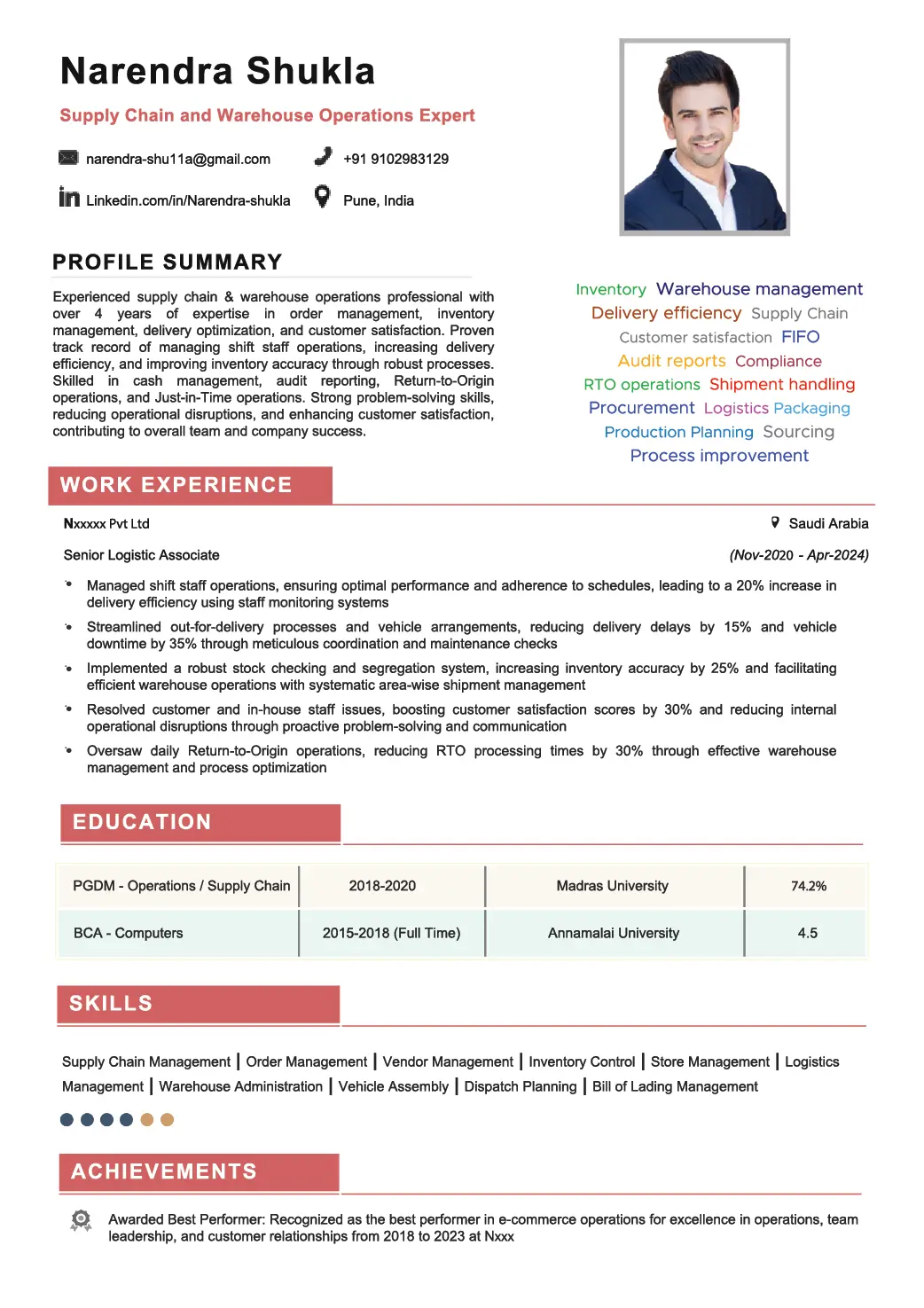 Minimalistic Operations Head Resume Template – Clean, Modern, and Executive-Focused
